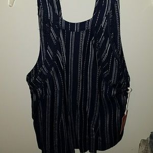 Blue tank with white vertical stripes